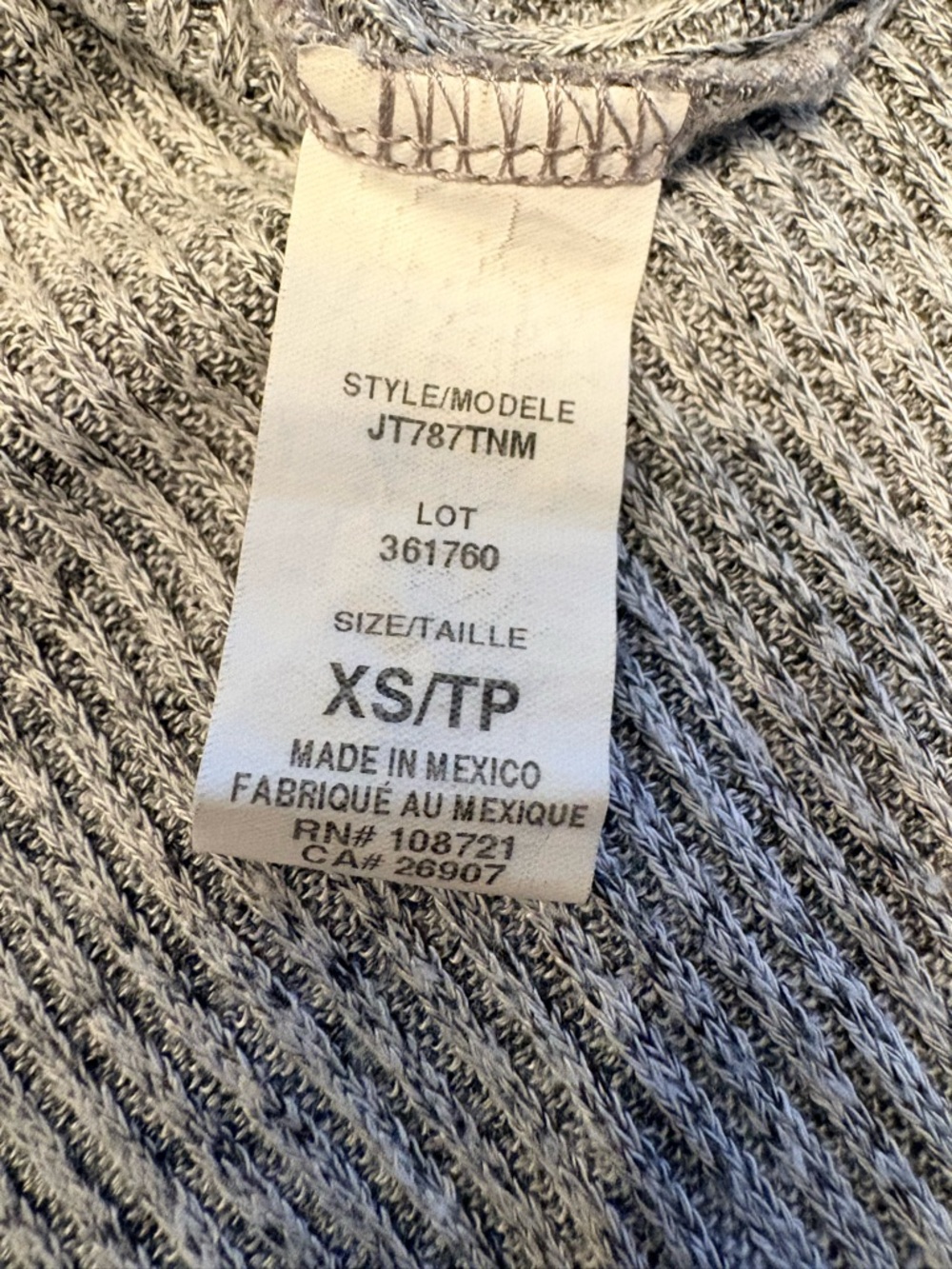 Antistar Gray Ribbed Top -Size Extra Small - Picture 8 of 11